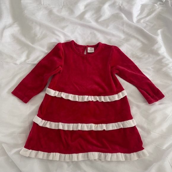 Hanna Andersson Other - Hanna Andersson Tiered Red and White Velour Holiday Dress